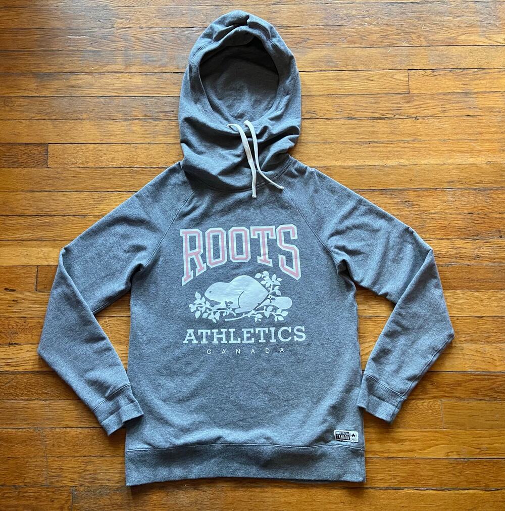 ROOTS ATHLETIC CANADA Gray Hoodie Womens sz L (fits like a sz M)